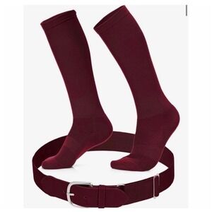 Game On Youth Baseball Socks and Belt Set – Maroon – Size Small – New